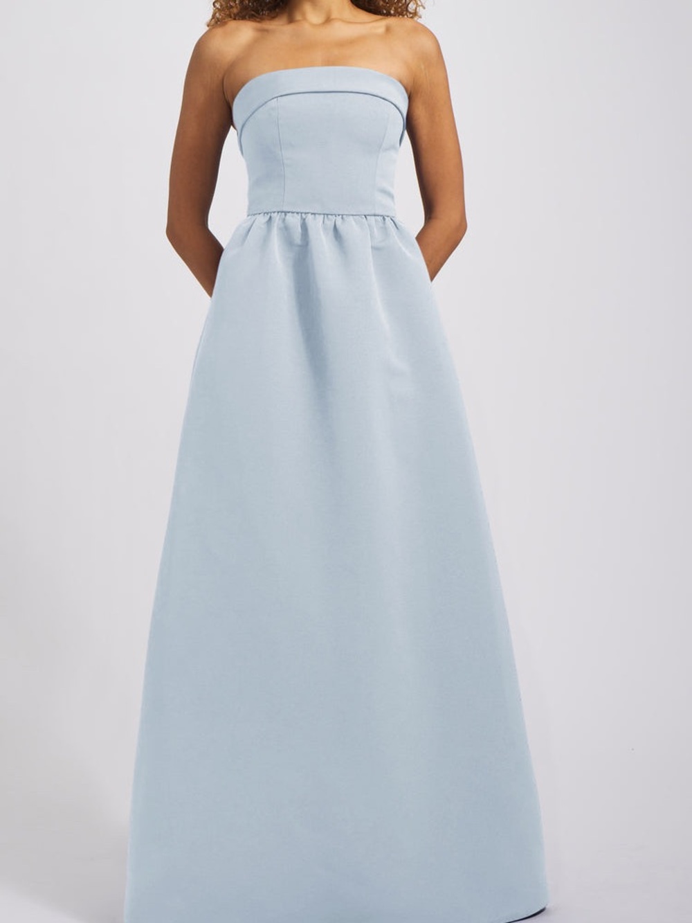 Amsale Strapless Pale Blue Ball Gown